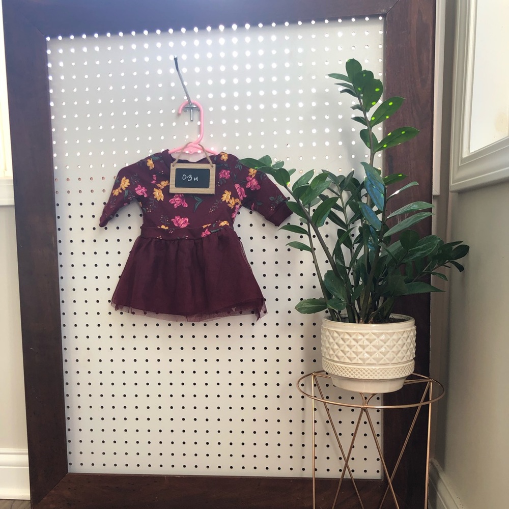 Maroon floral long sleeved tutu dress